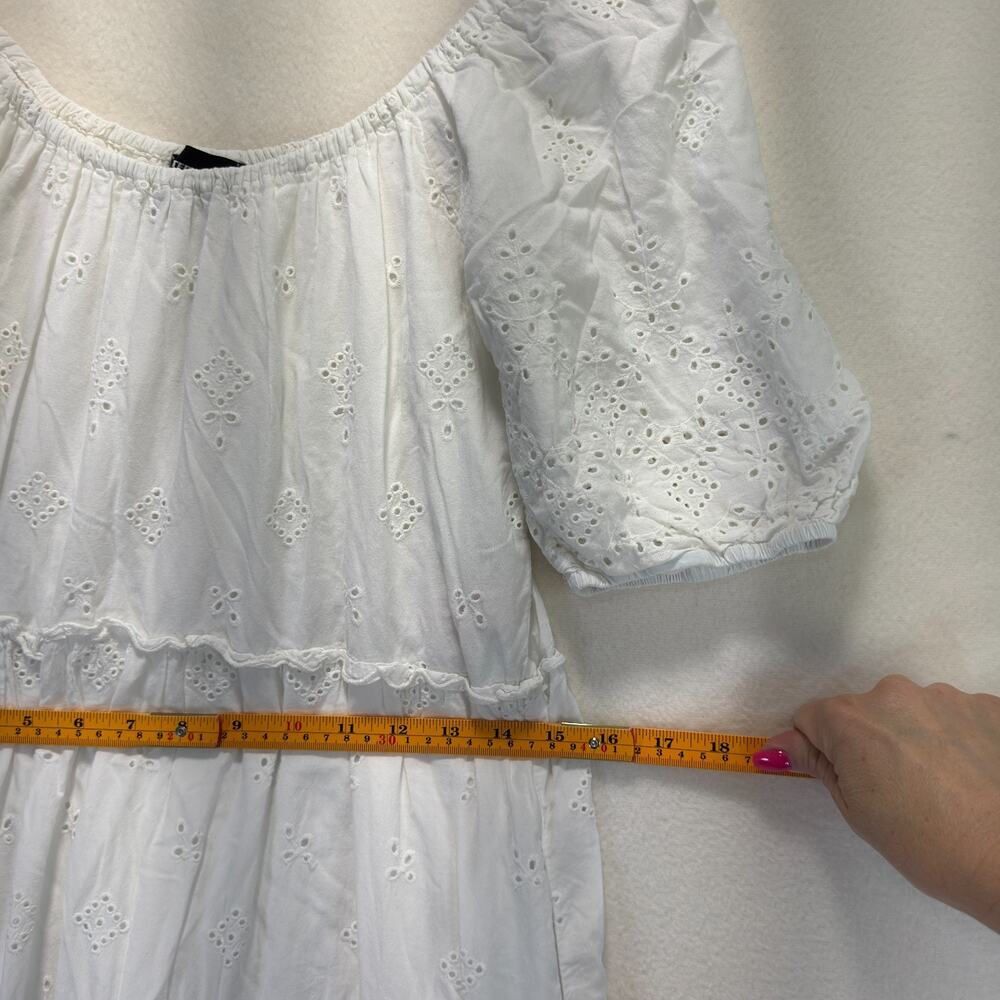 Fifteen Twenty Tiered Puff Sleeve Eyelet Dress Cotton White, Size S, Rt. $308 - Picture 7 of 12